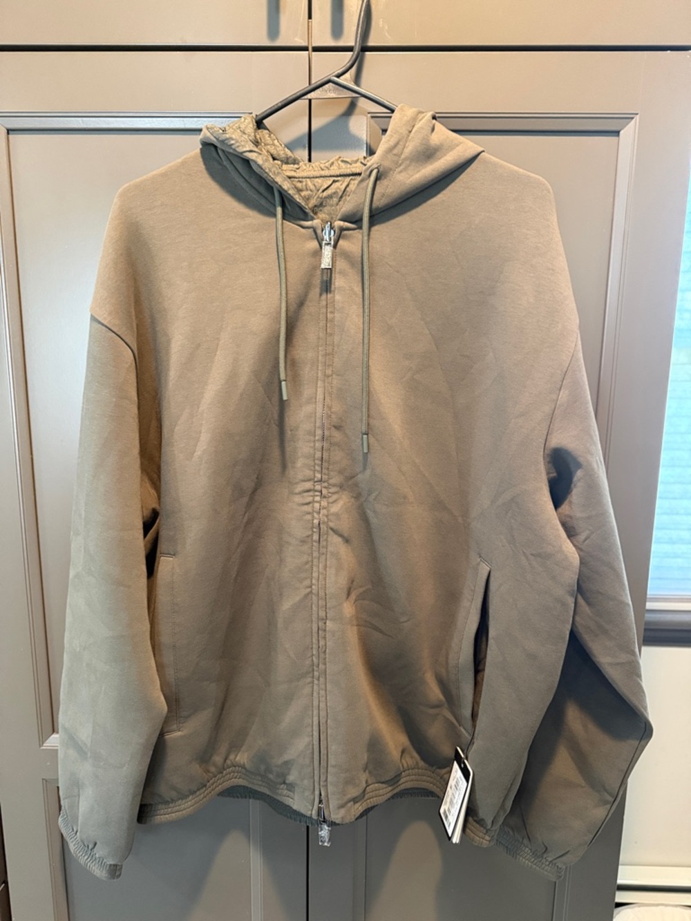 Emporio Armani Sage Green Zip Hoodie with Branded Lining - Picture 2 of 5